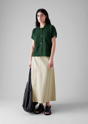 Cotton Hemp Jersey Shirt | Washi Green