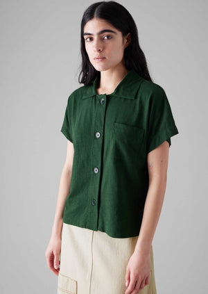 Cotton Hemp Jersey Shirt | Washi Green