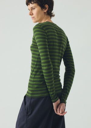 Agnes Stripe Wool Lyocell Tee | Peridot Green/Black