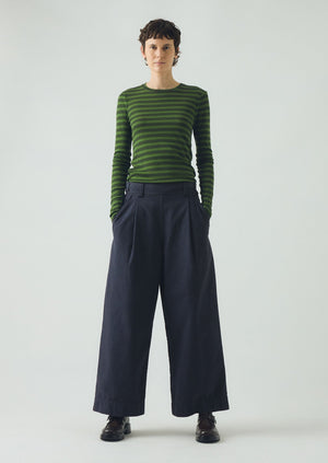 Agnes Stripe Wool Lyocell Tee | Peridot Green/Black