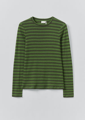 Agnes Stripe Wool Lyocell Tee | Peridot Green/Black