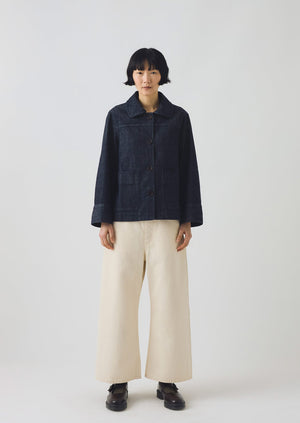 Wide Sleeve Organic Indigo Denim Jacket | Indigo
