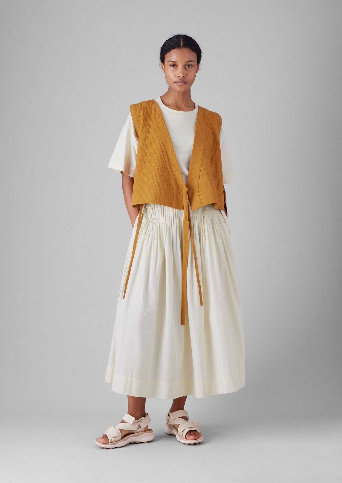 Quilted Cotton Linen Wrap Vest | Tilia Honey