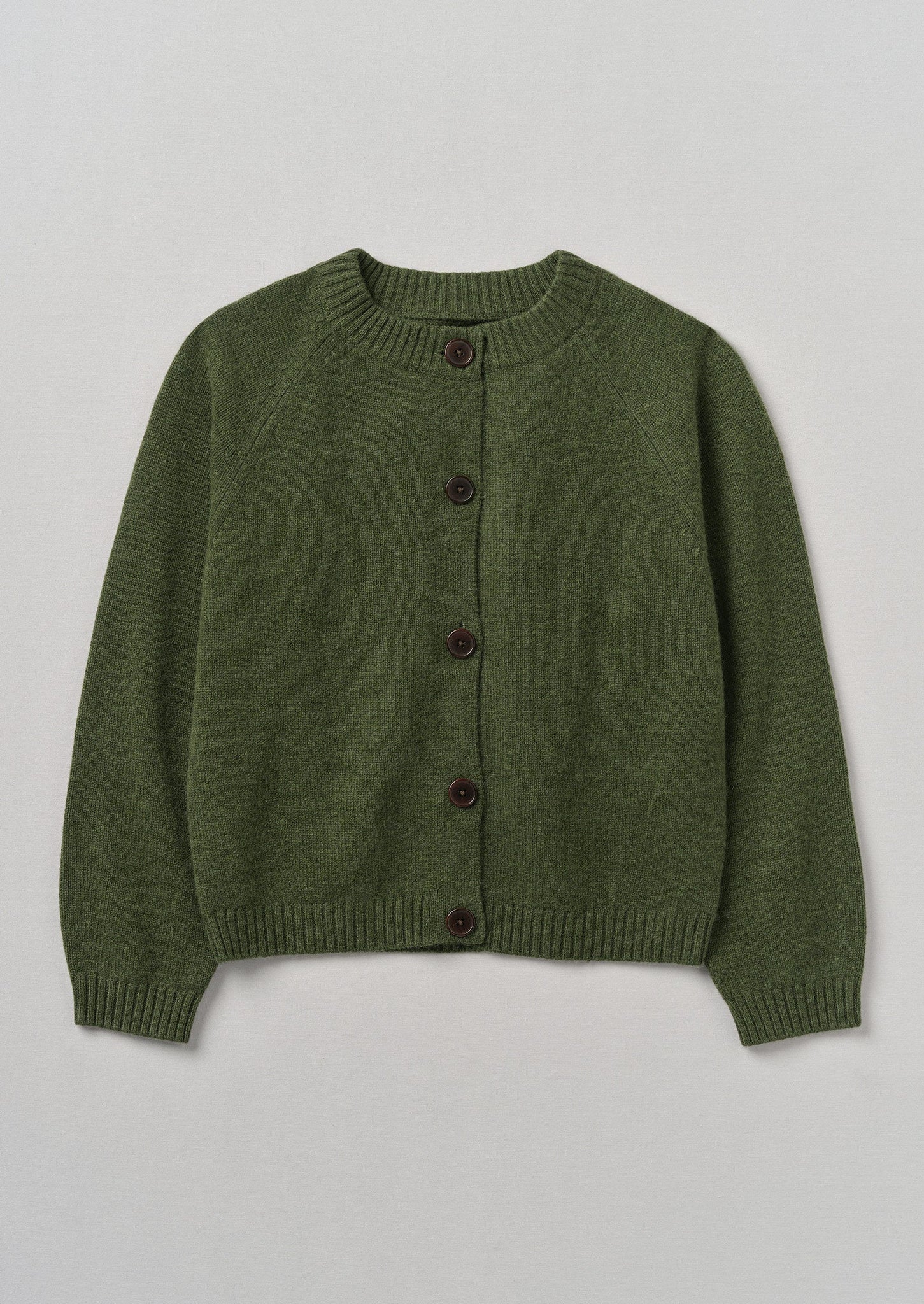 Eden Wool Cashmere Raglan Cardigan | Olive Melange