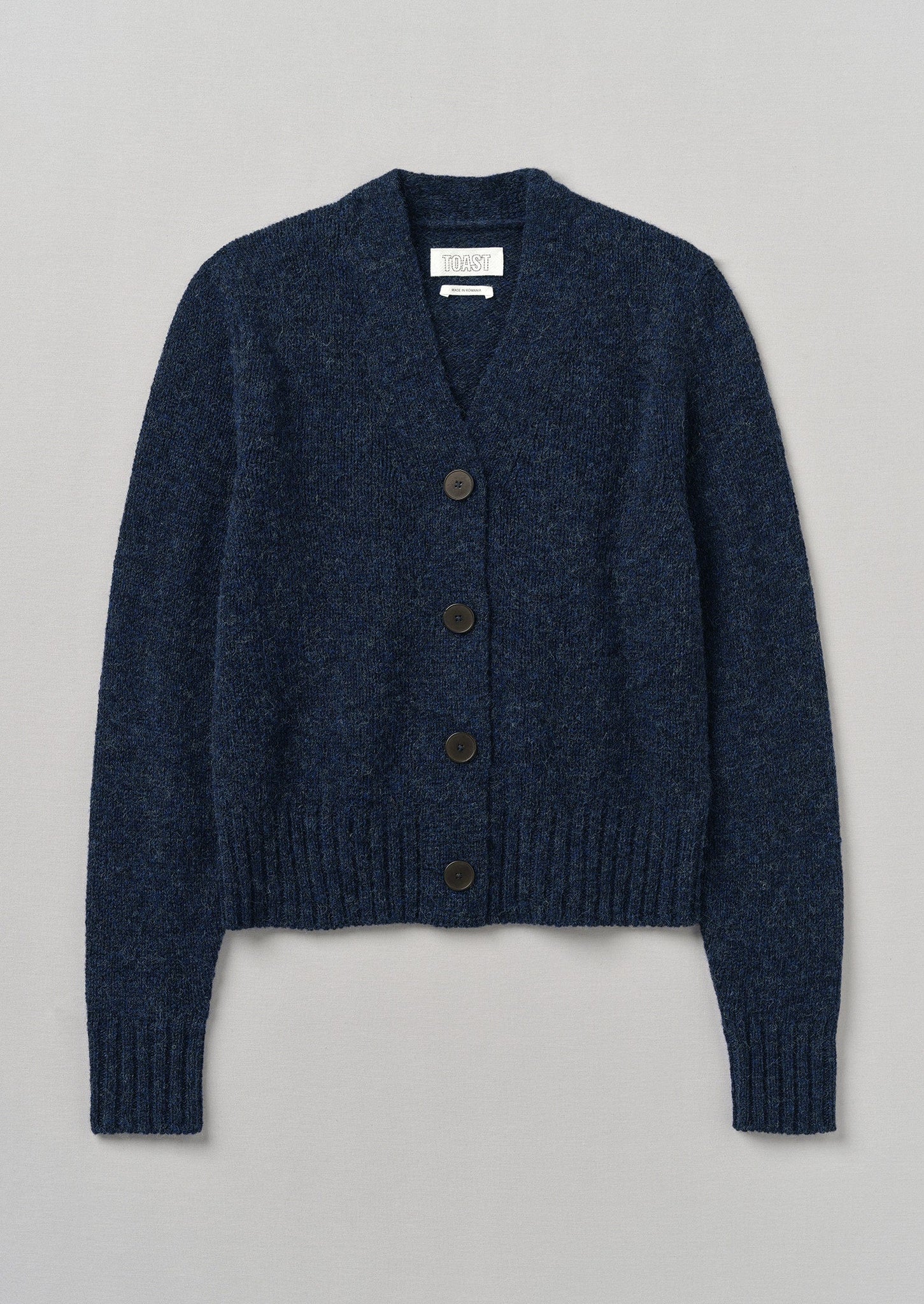 Kaia V-Neck Wool Cardigan | Navy Melange