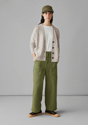 Wool Cashmere Boxy Cardigan | Putty