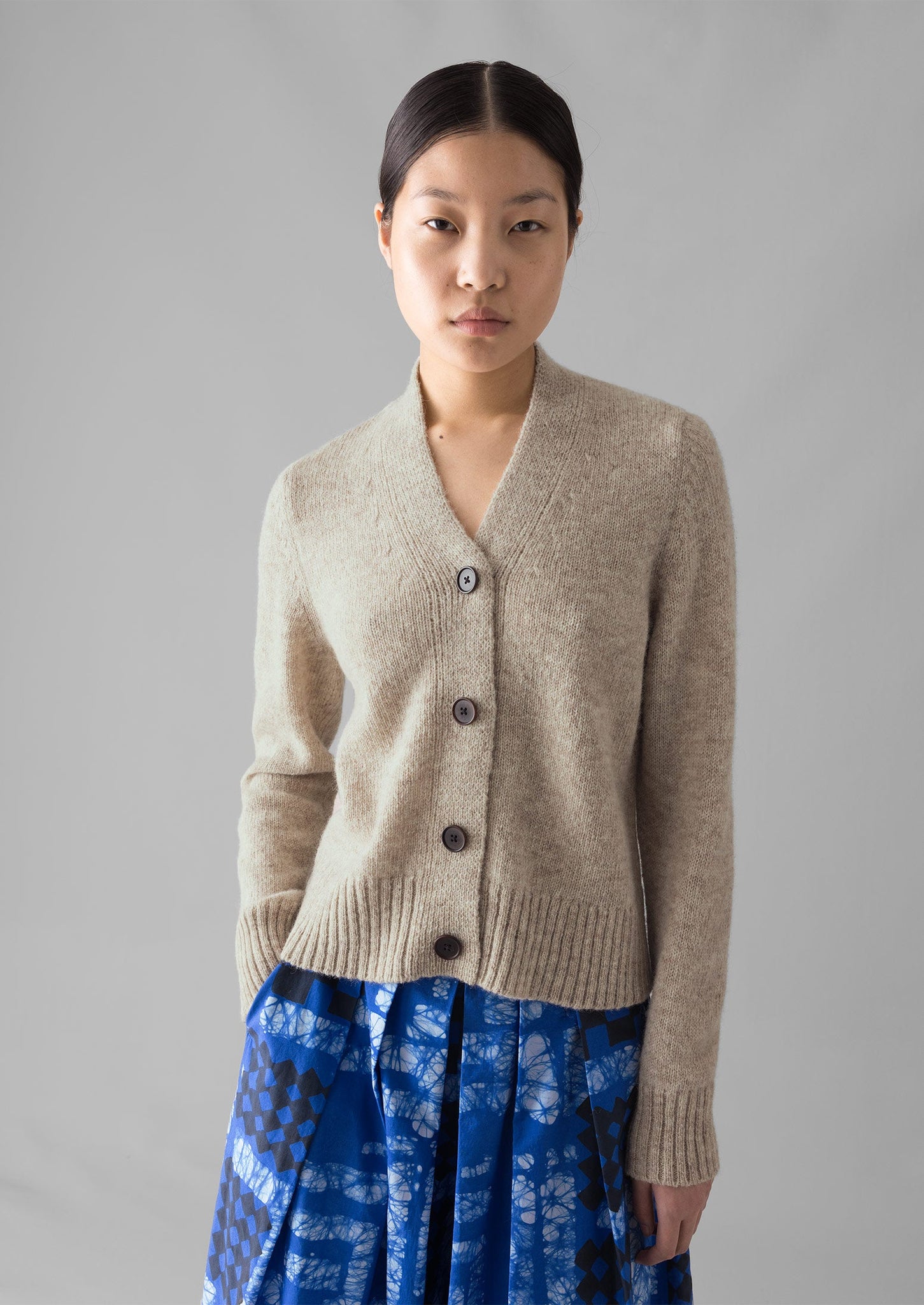 Kaia V-Neck Wool Cardigan | Oatmeal