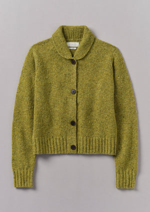 Donegal Wool Round Collar Cardigan | Lime