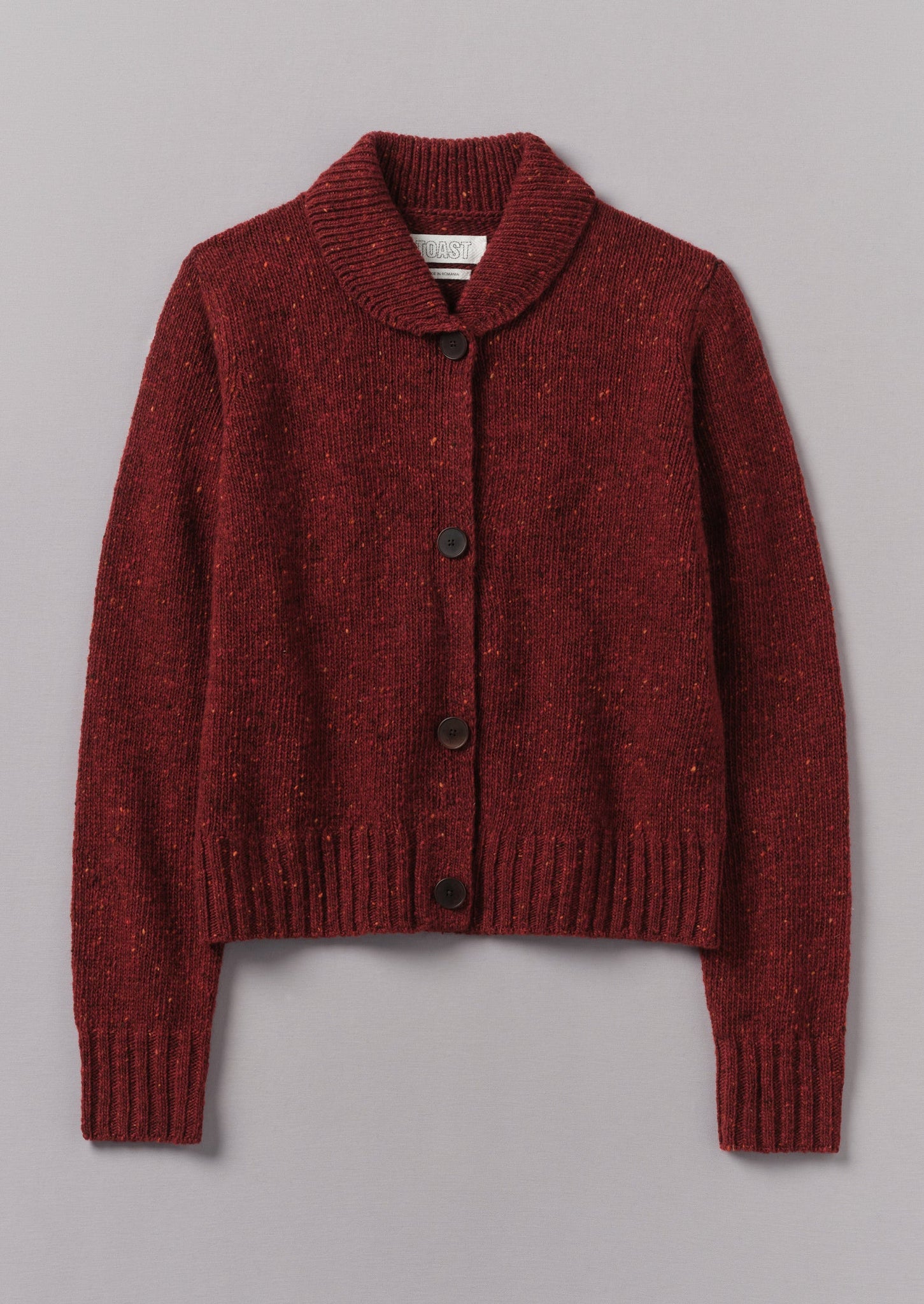 Donegal Wool Round Collar Cardigan | Russet