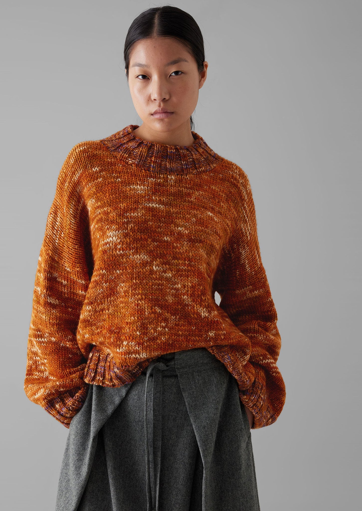 Hand Dyed Marl Sweater | Orange Mix