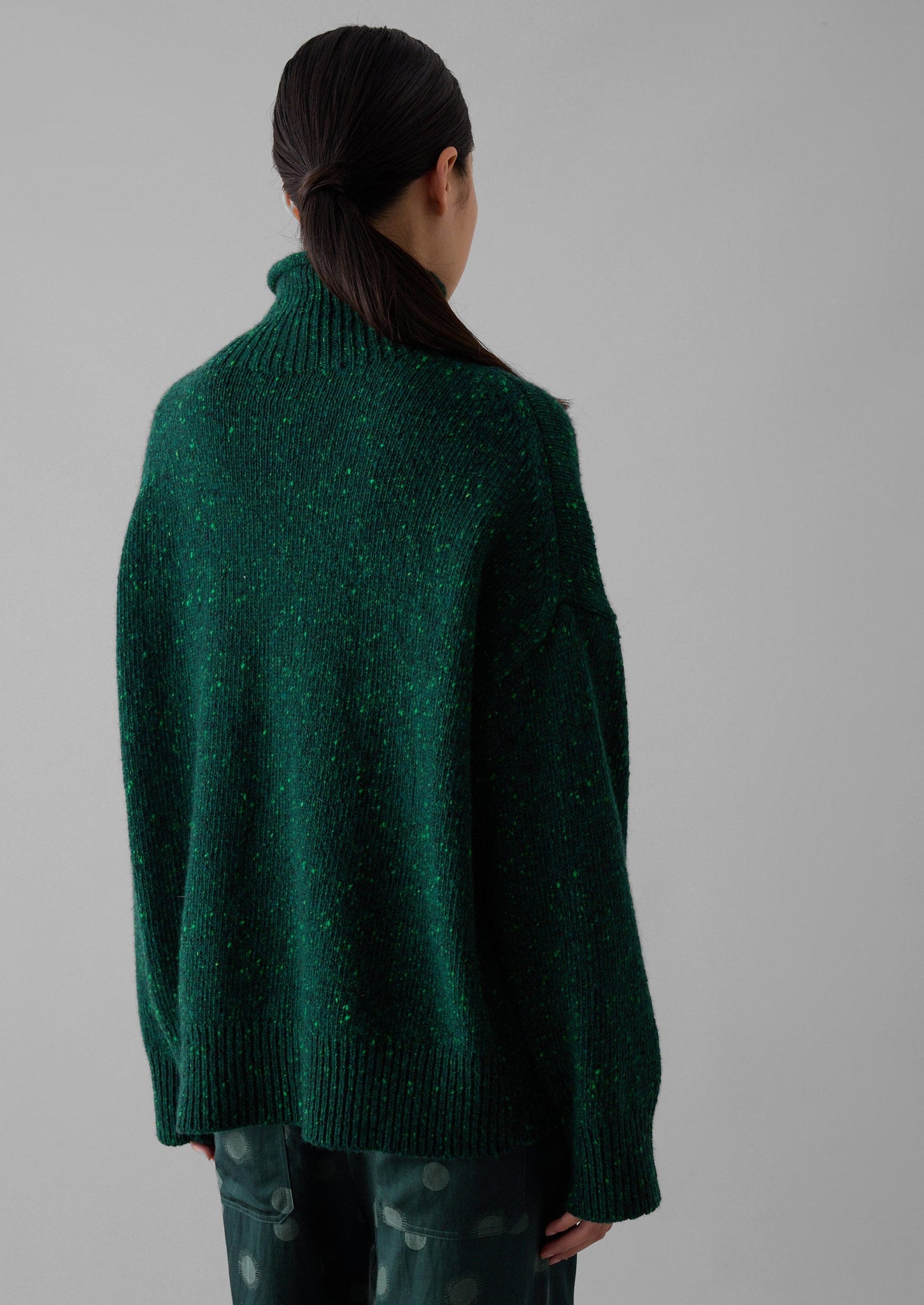 Flecky Wool Cashmere High Neck Sweater | Emerald