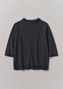 Stripe Wool Cashmere Half Sleeve Sweater | Dark Navy/Olive