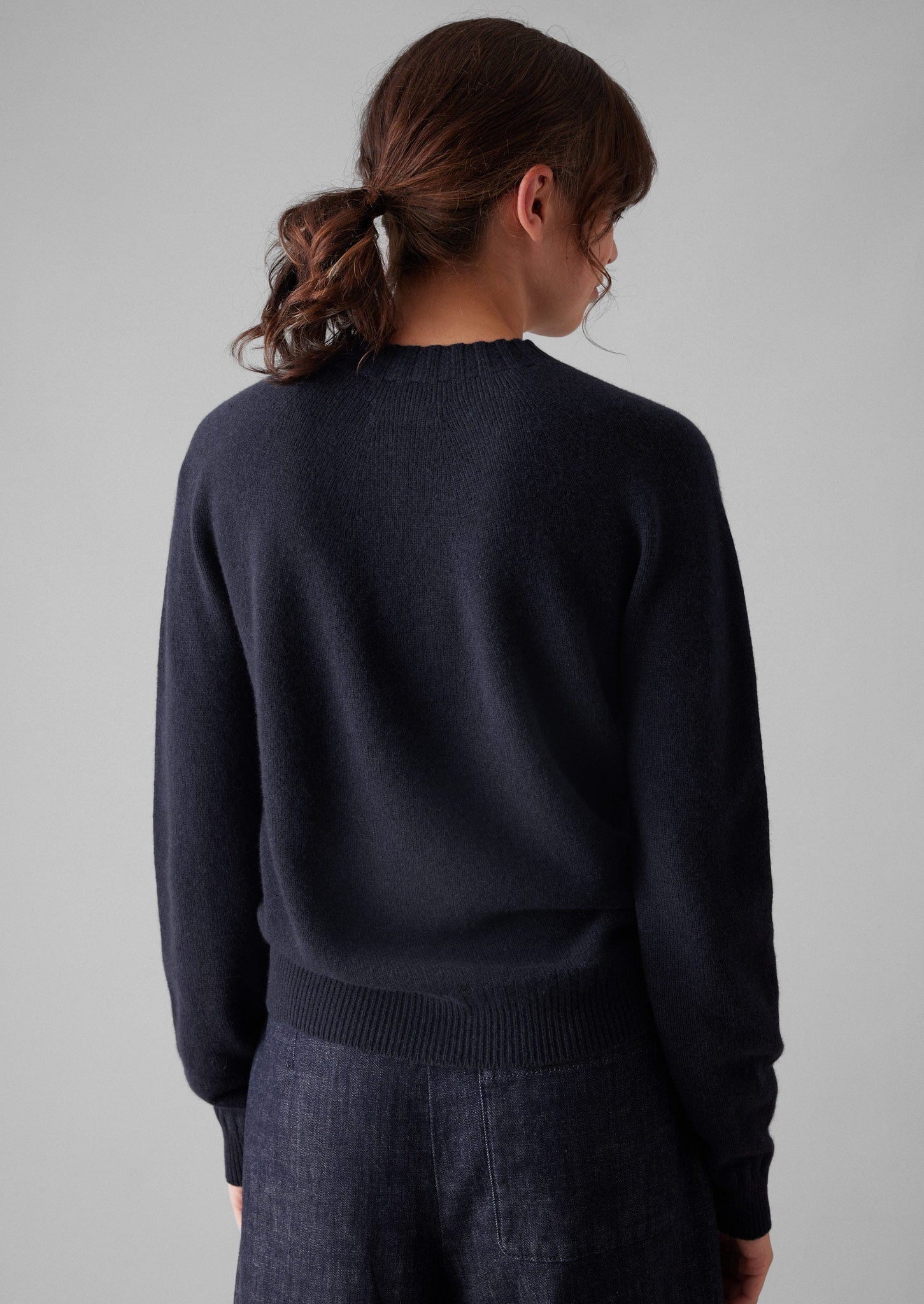 Wool Cashmere Crew Neck Sweater | Dark Navy