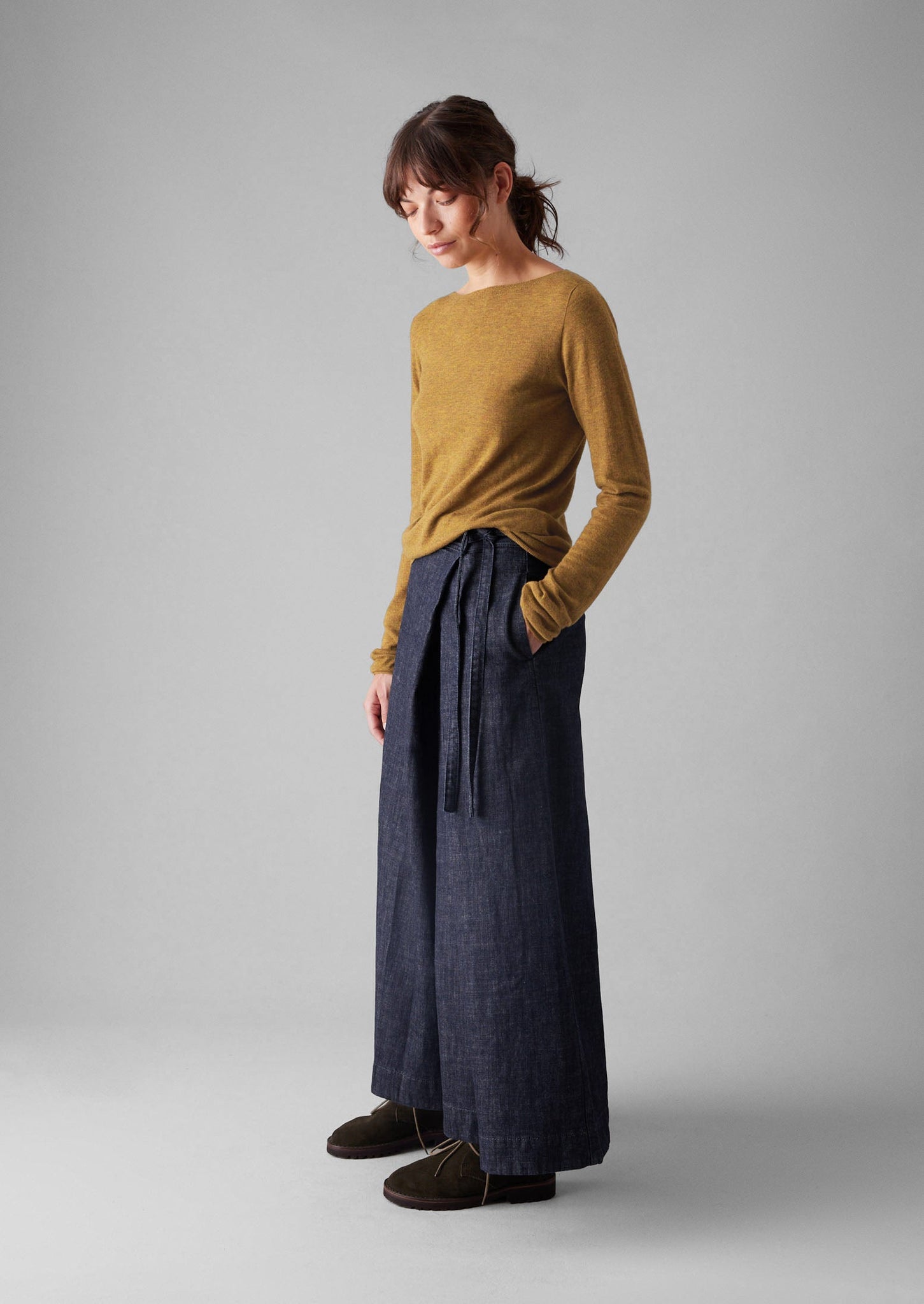 Fine Wool Cashmere Sweater | Tumeric