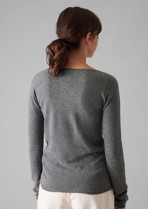 Fine Wool Cashmere Sweater | Grey Melange