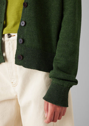 Wool Linen Patch Pocket Cardigan | Artichoke