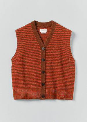 Stripe Donegal V Neck Tank | Brick/Red Clay