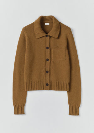 Collared Wool Cardigan | Brass