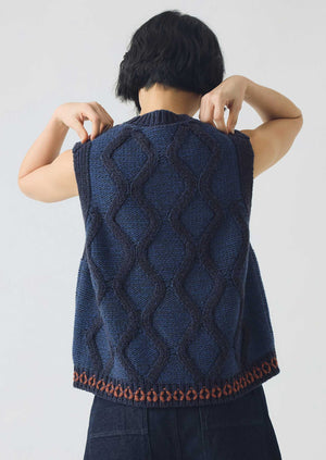 Hand Embellished Cable Tank | Blue Multi