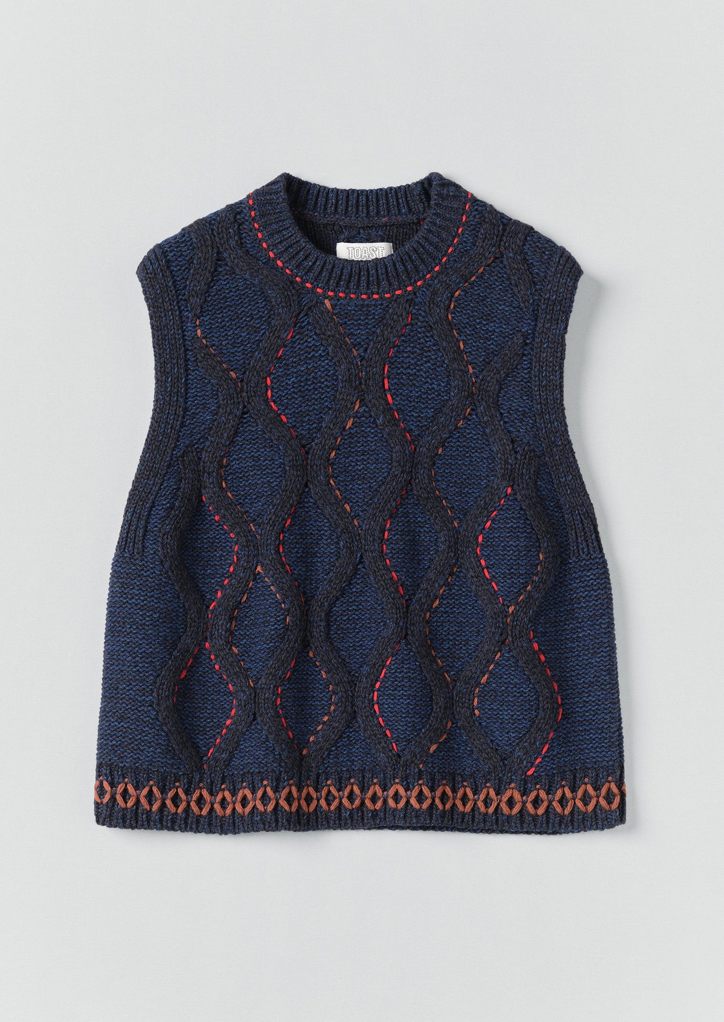 Hand Embellished Cable Tank | Blue Multi