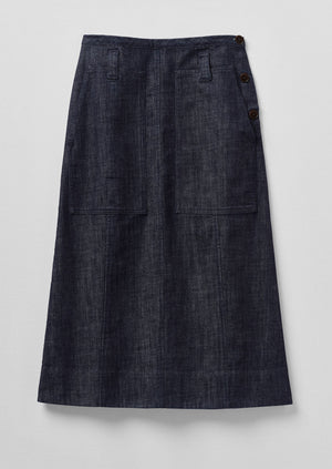 Patch Pocket Organic Indigo Denim Skirt | Indigo