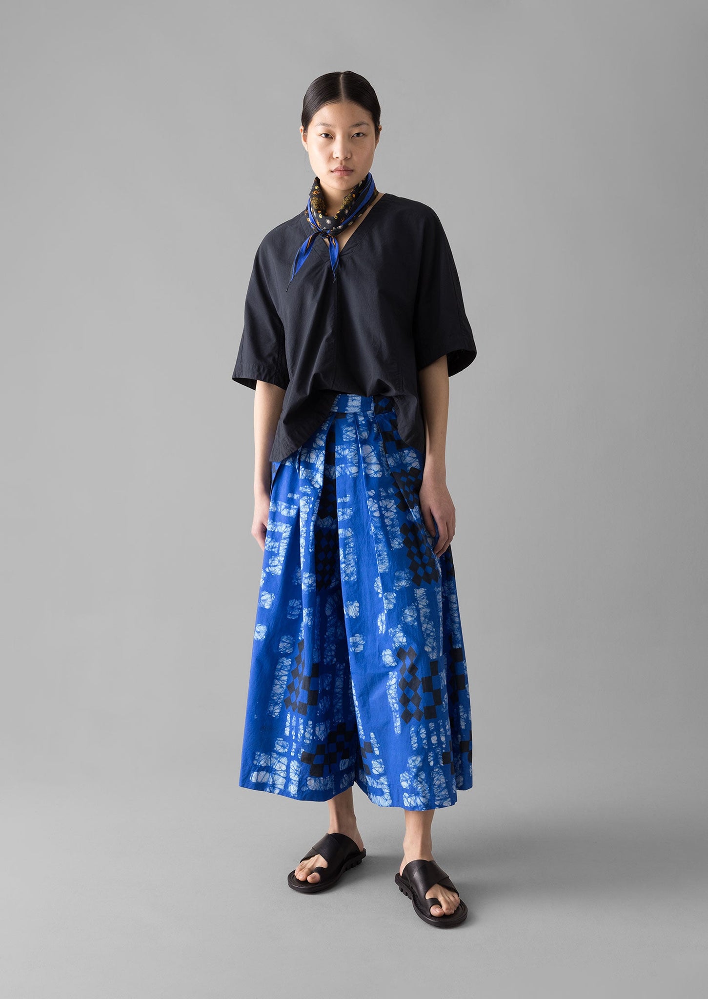 Block Print Batik Cotton Culottes | Azurite Blue