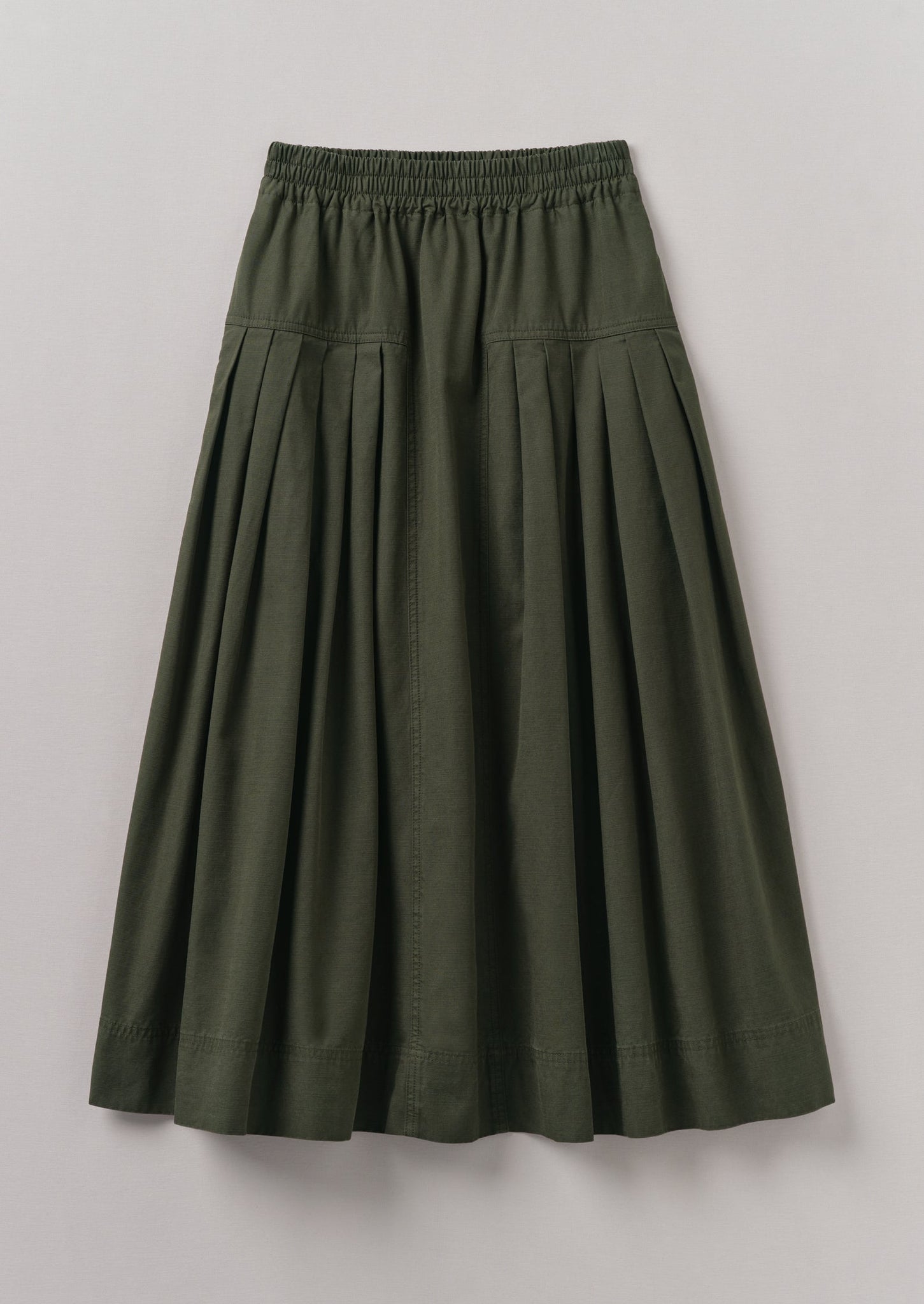 Pleated Organic Cotton Skirt | Duffle Green