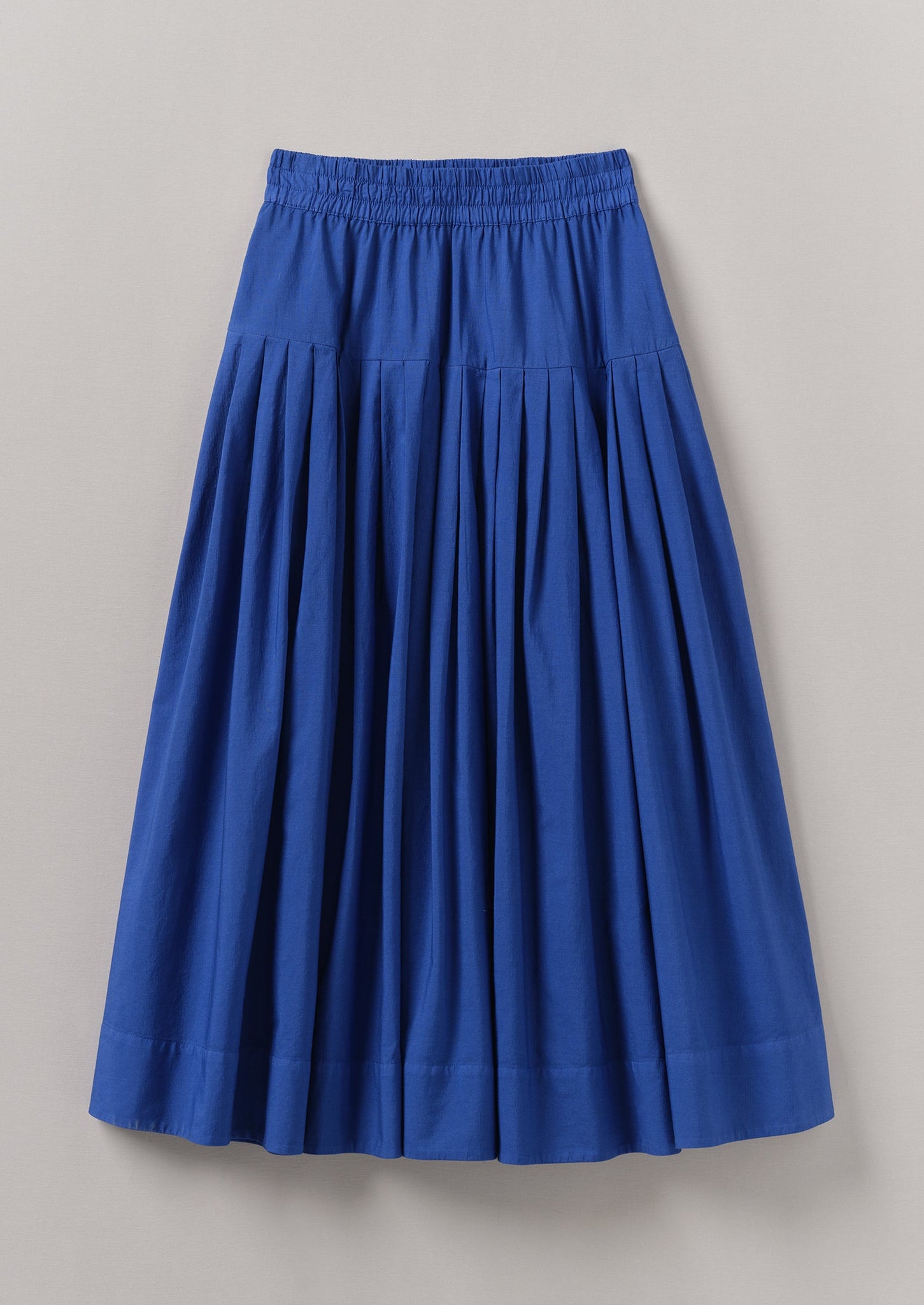 Pleated Raised Stripe Cotton Skirt | French Blue