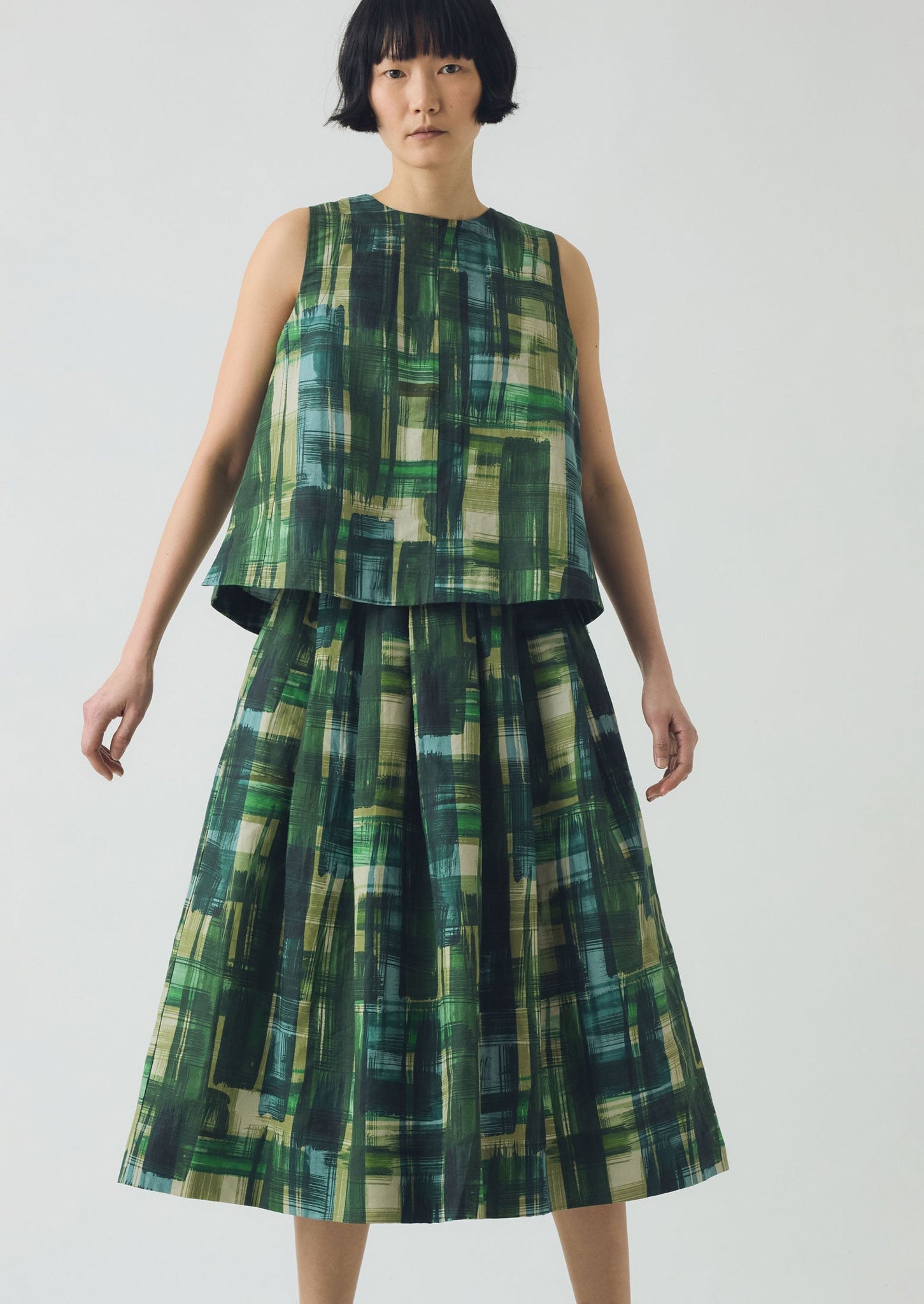 Painted Tweed Cotton Linen Skirt | Clover Green
