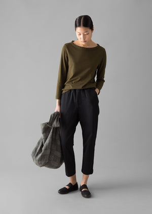 Gabi Cotton Pull On Trousers | Soft Black