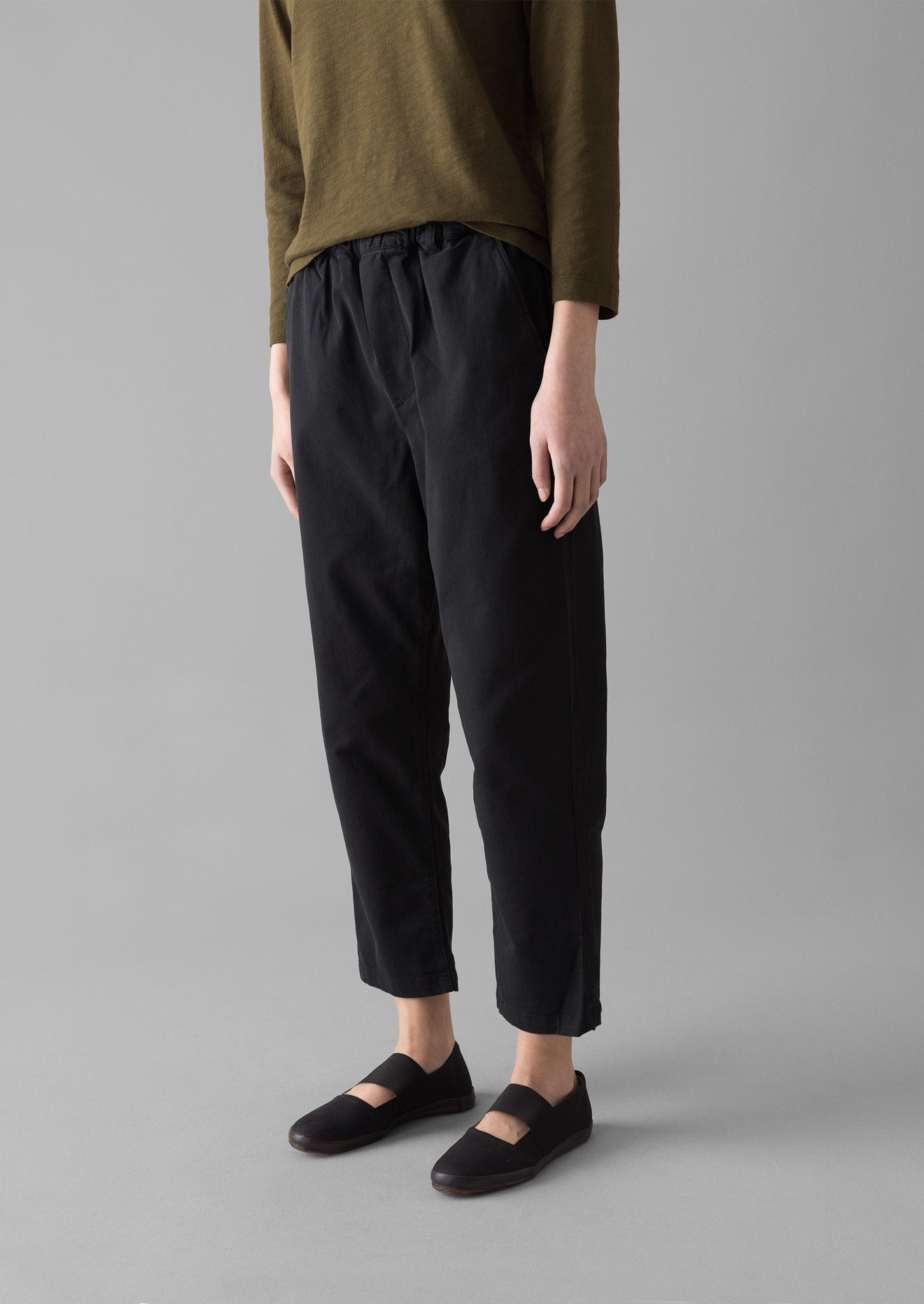 Gabi Cotton Pull On Trousers | Soft Black