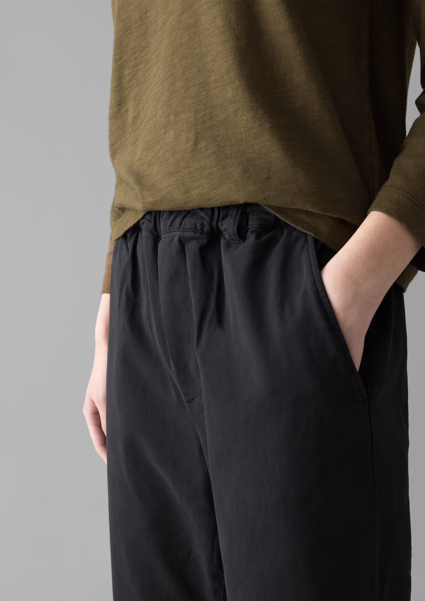 Gabi Cotton Pull On Trousers | Soft Black