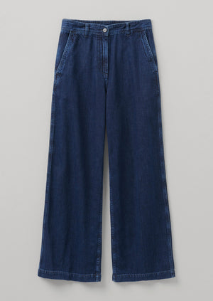 Seren Flat Front Indigo Denim Trousers | Indigo