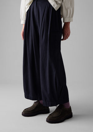 Indigo Cotton Twill Wide Leg Trousers | Indigo