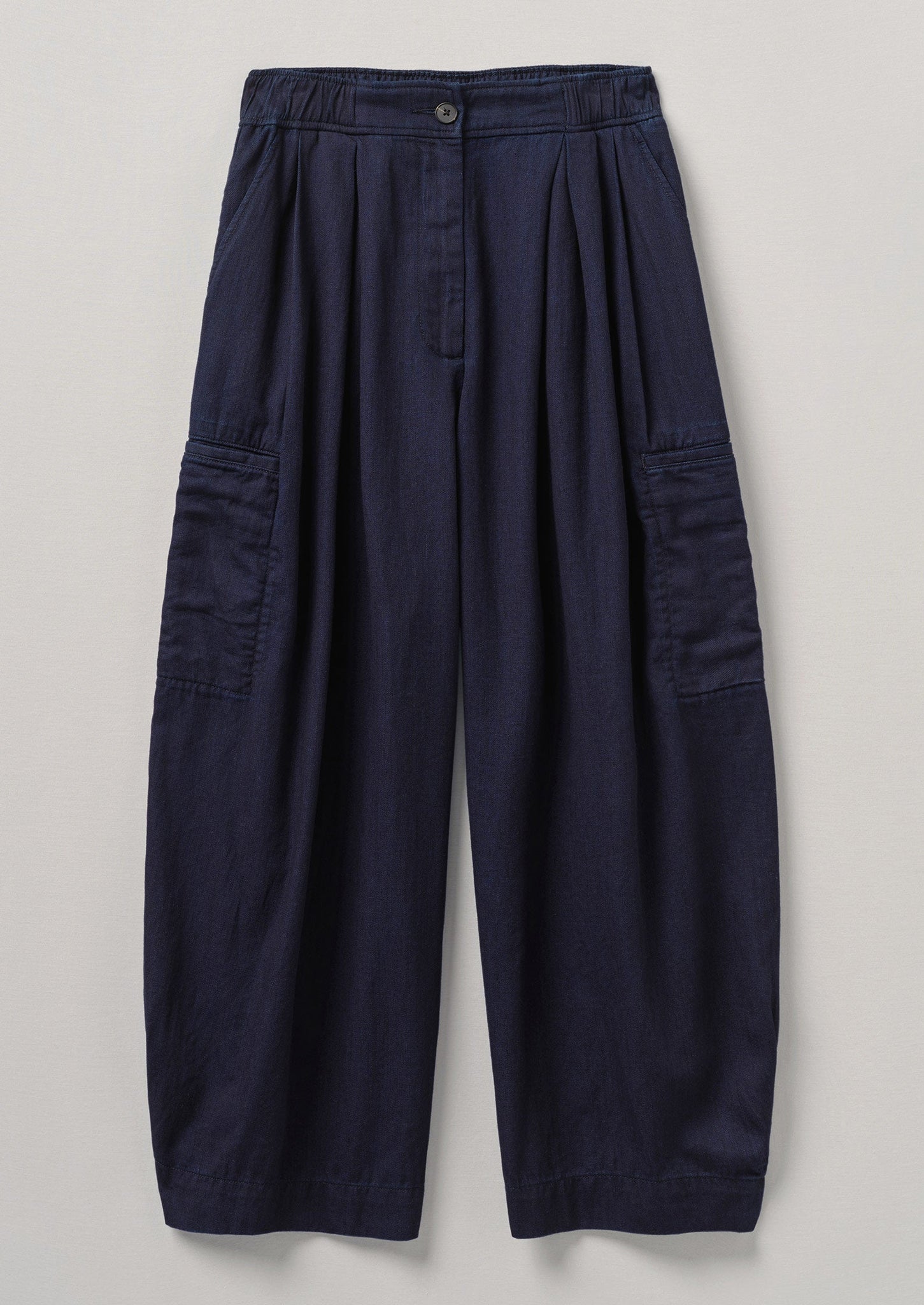 Indigo Cotton Twill Wide Leg Trousers | Indigo