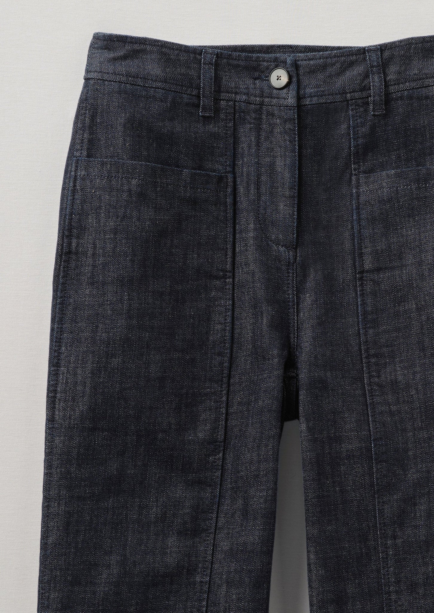 Panelled Organic Indigo Denim Trousers | Indigo