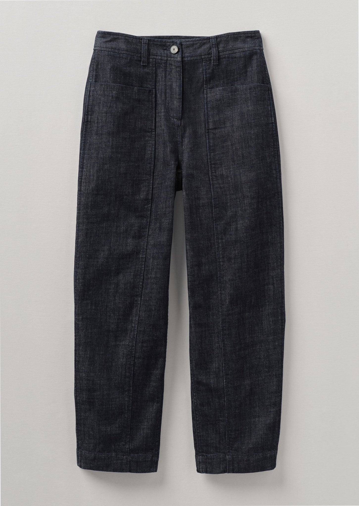 Panelled Organic Indigo Denim Trousers | Indigo