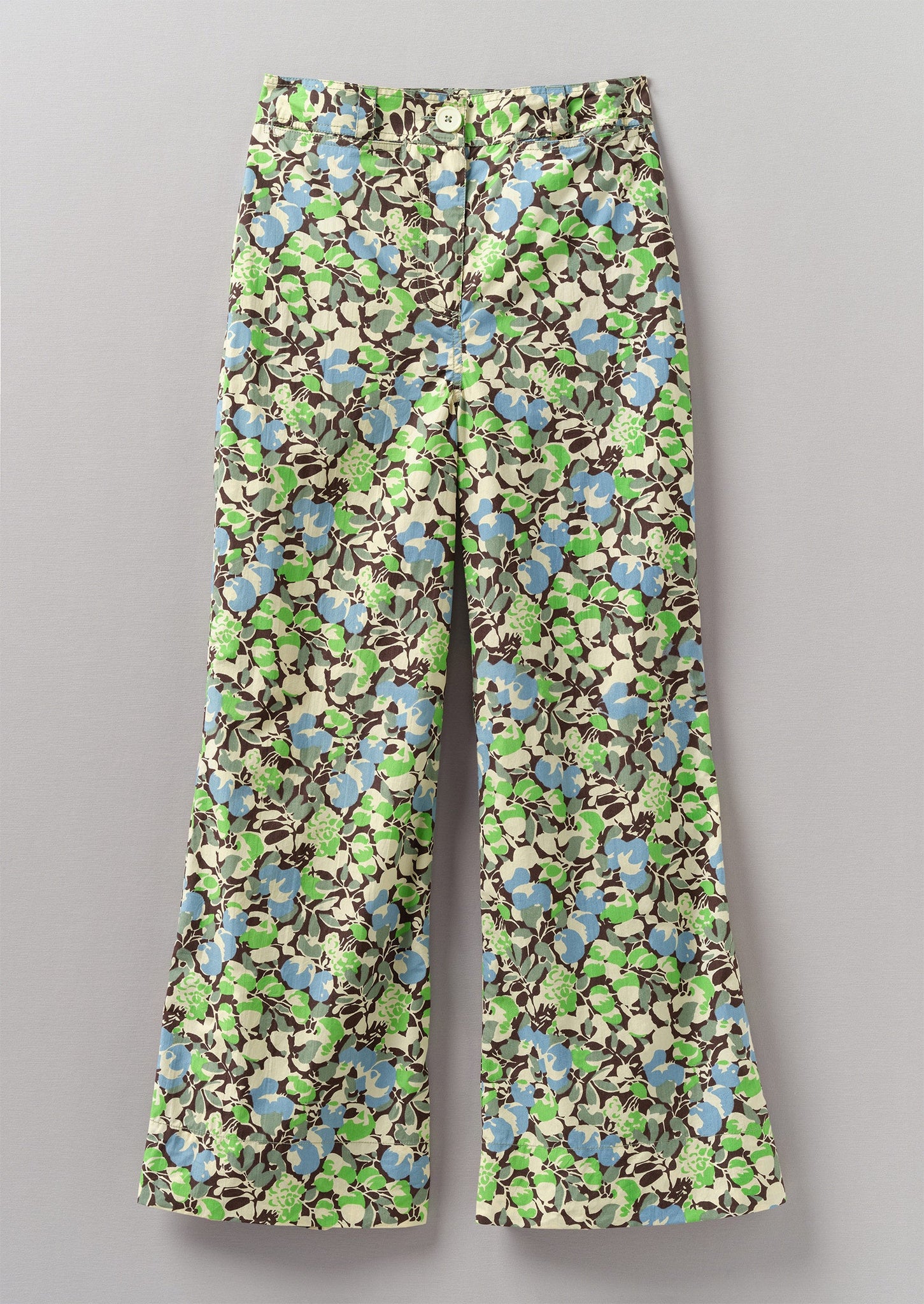 Hedgerow Print Kick Flare Trousers | Acid Green