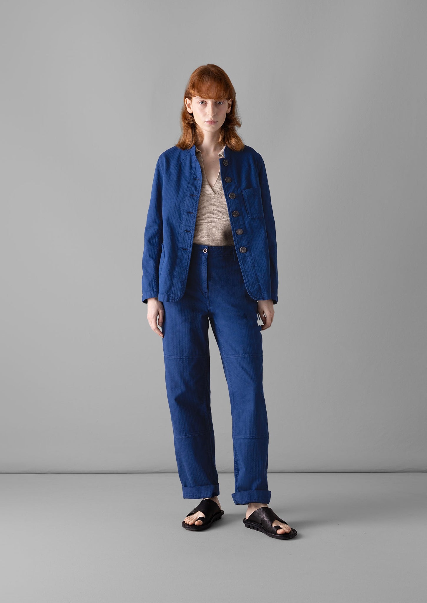 Cotton Herringbone Workwear Trousers | Thistle