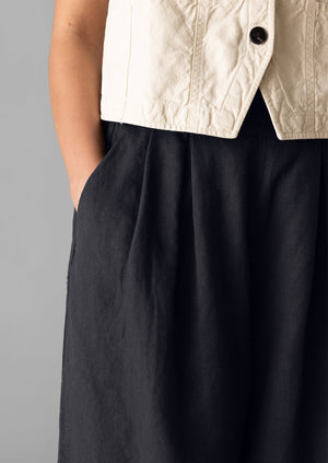 Cotton Linen Wide Leg Trousers | Slate Navy