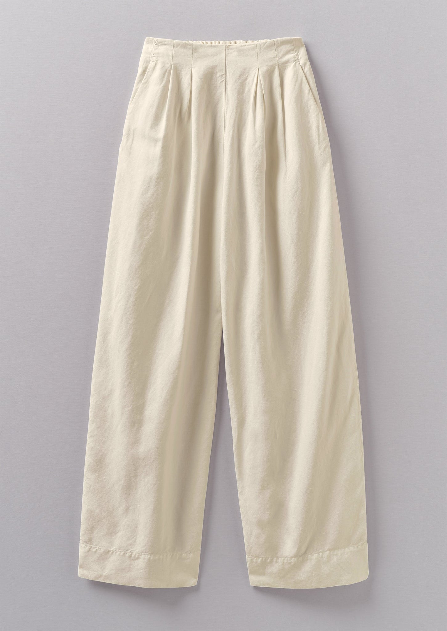 Cotton Linen Wide Leg Trousers | Parchment