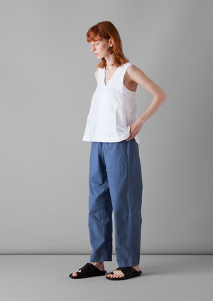 Suki Panelled Cotton Linen Trousers | Smock Blue