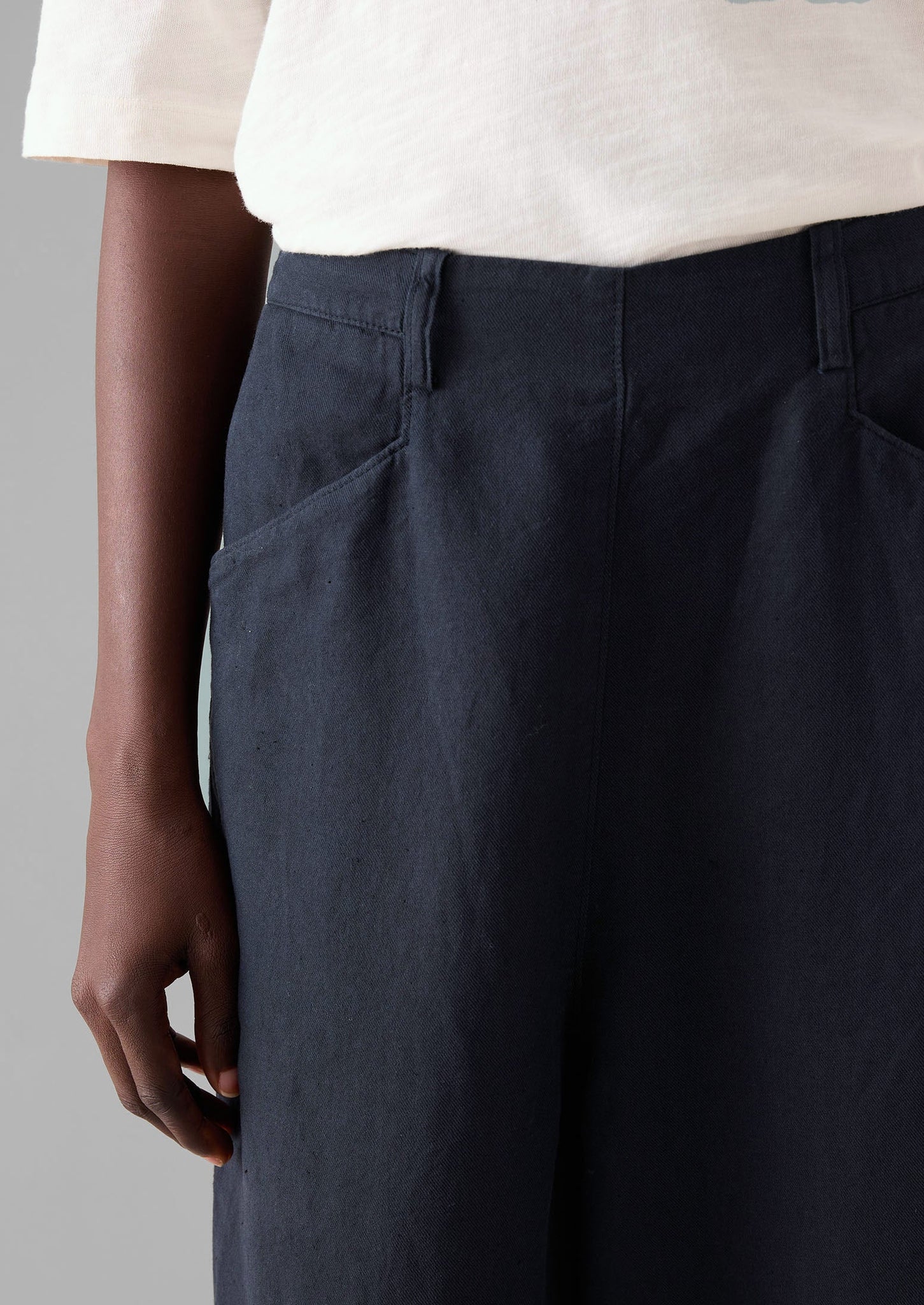 Alix Cotton Linen Trousers | Slate Navy