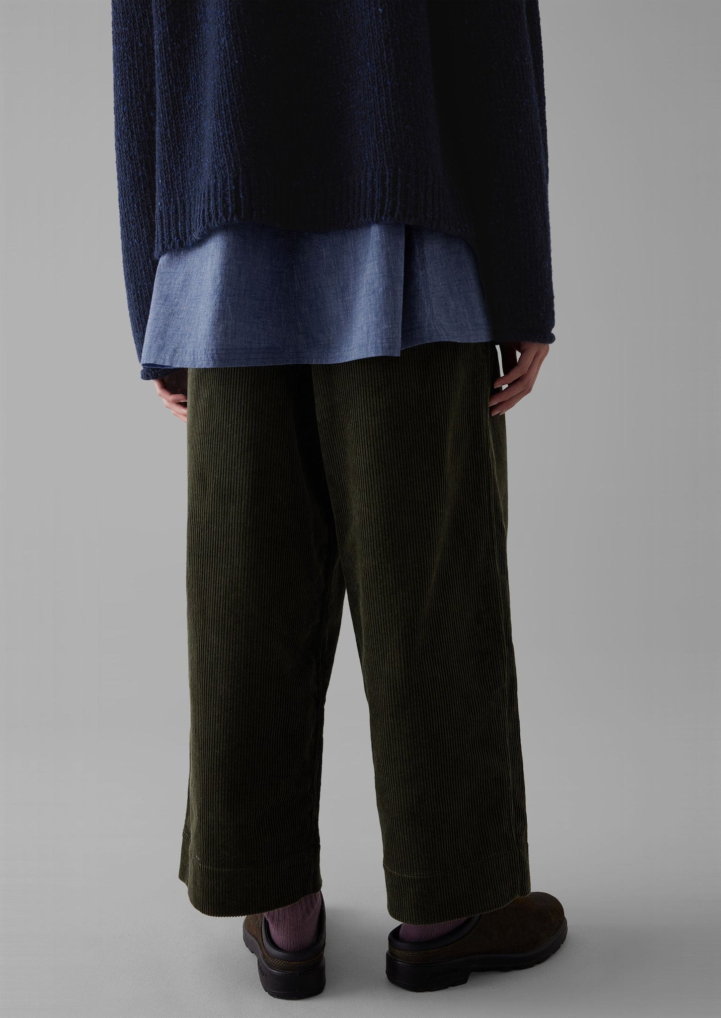 Organic Cord Pleat Front Trousers | Seaweed