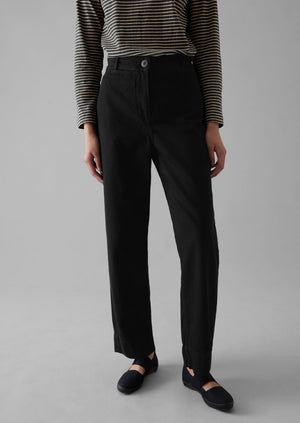 Denim Straight Leg Trousers | Black