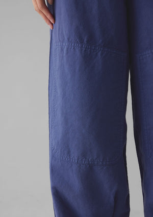 Garment Dyed Cotton Linen Canvas Trousers | Indigo