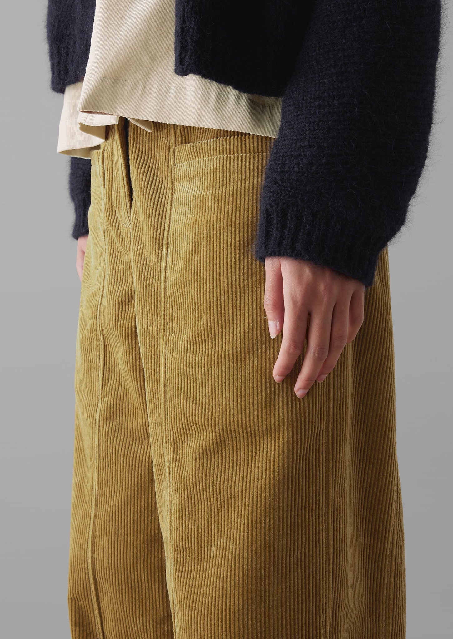 Panelled Organic Cord Trousers | Golden Sand