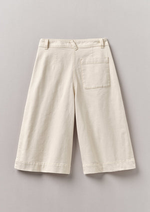 Pleated Denim Shorts | Ecru