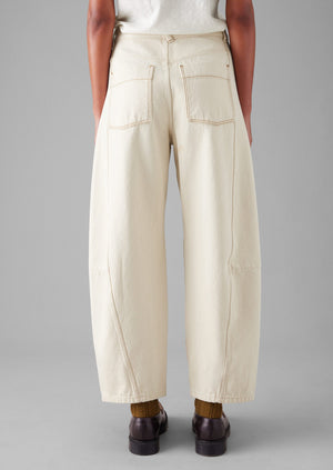 Sculptural Seamed Ecru Denim Trousers | Ecru