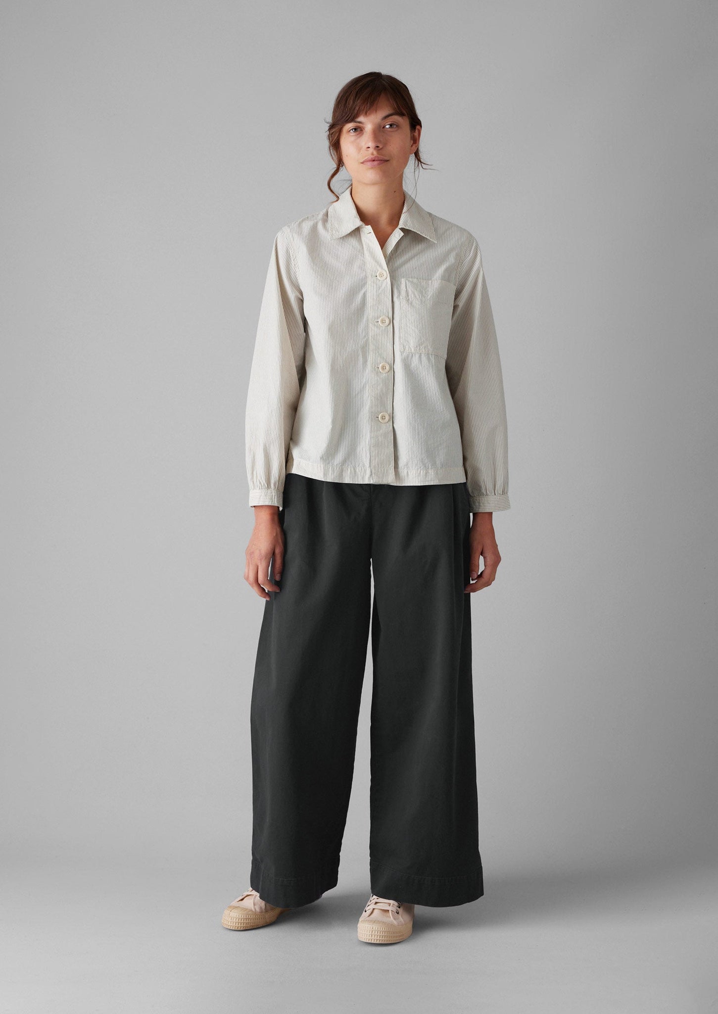 Cotton Paper Bag Trousers | Soft Black